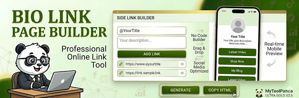 Professional Online Bio Link Page Builder - MyToolPanda