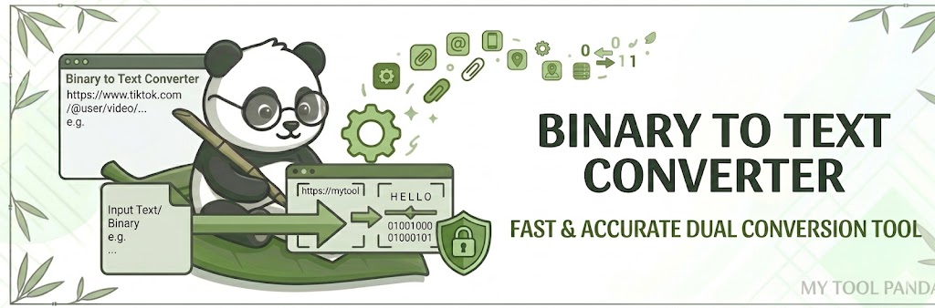 Header banner for My Tool Panda's Binary to Text Converter