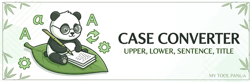 Professional Case Converter tool banner featuring a panda character