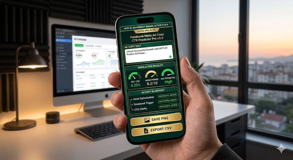 Successful facebook/meta ad copy ctr predictor dashboard simulation