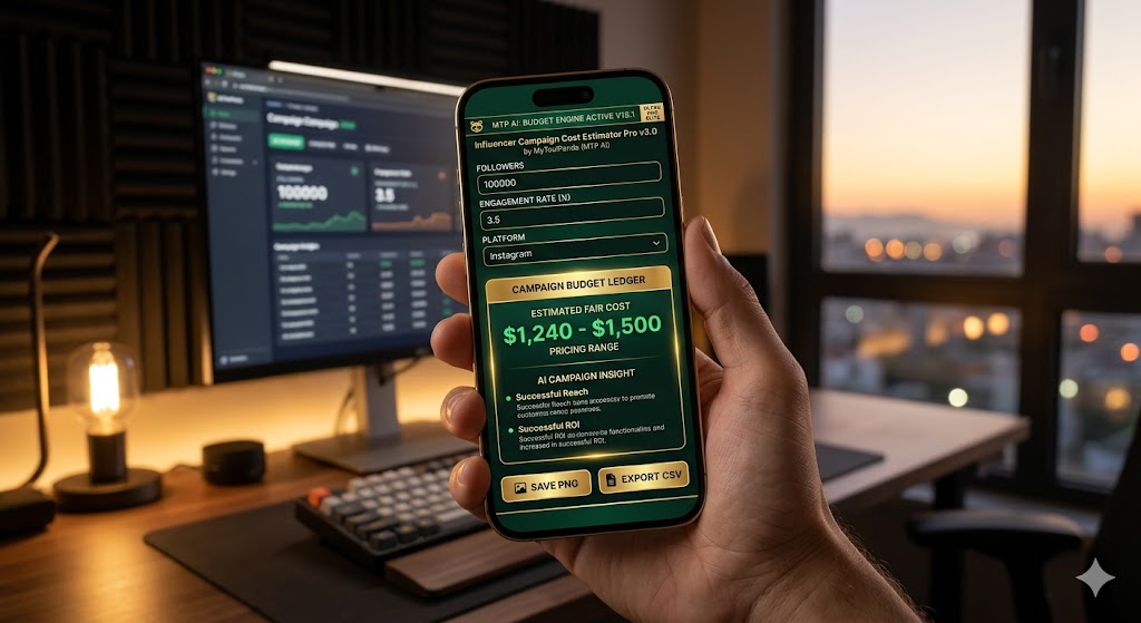 Successful influencer campaign cost estimator dashboard
