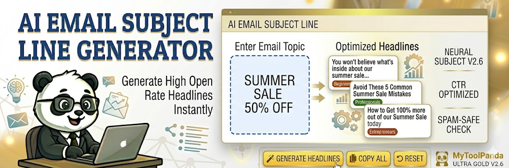Professional AI Email Subject Line Generator - MyToolPanda