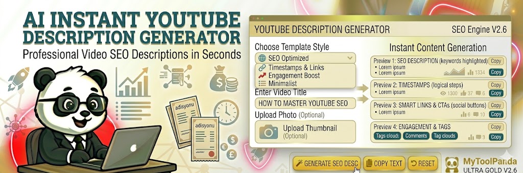 Professional AI YouTube Description Generator - MyToolPanda